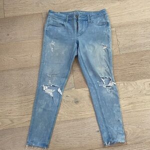American Eagle Outfitters Faded Blue Ripped Skinny Jeans